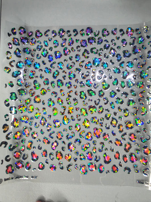 UVDTF Shattered Holographic Rainbow Leopard 11"x11"