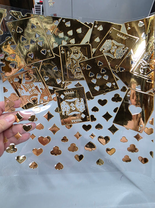 UVDTF Metallic Champagne Card Suits 11"x11"