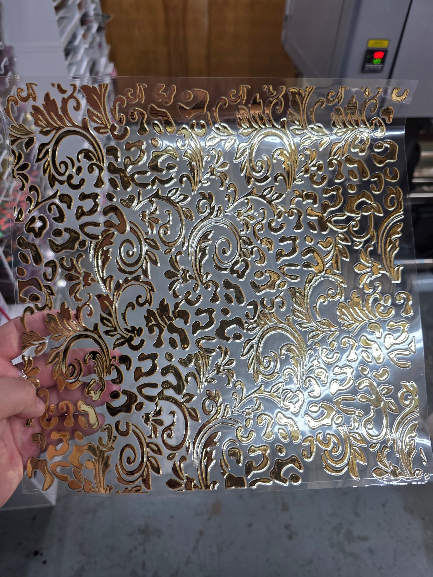 UVDTF Metallic Champagne Leather and Leopard 11"x11"