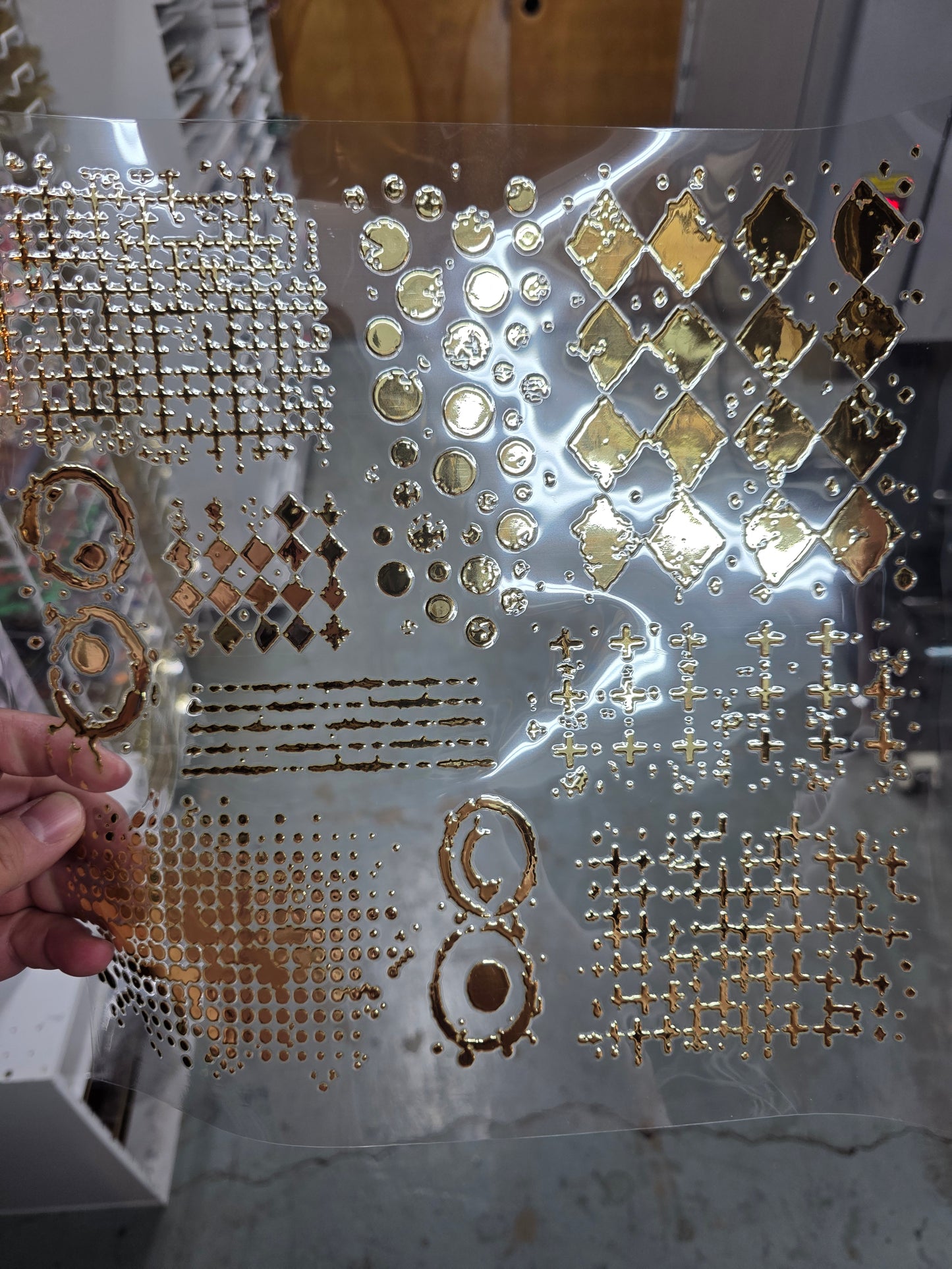 UVDTF Metallic Champagne Grunge Textures Diamonds 11"x11"