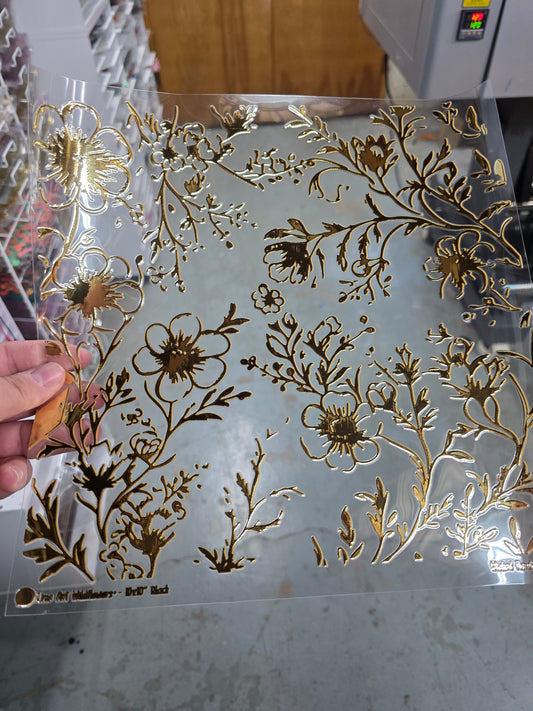 UVDTF Metallic Champagne Wildflowers 11"x11"