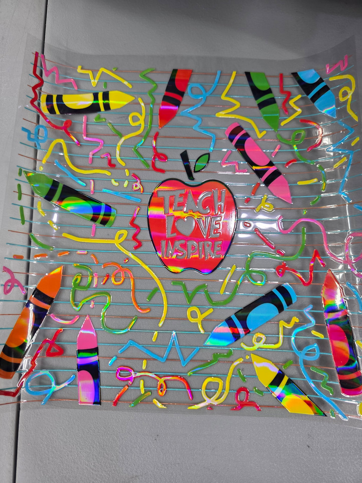 UVDTF Laser Holographic Teach Love Inspire 11"x11"