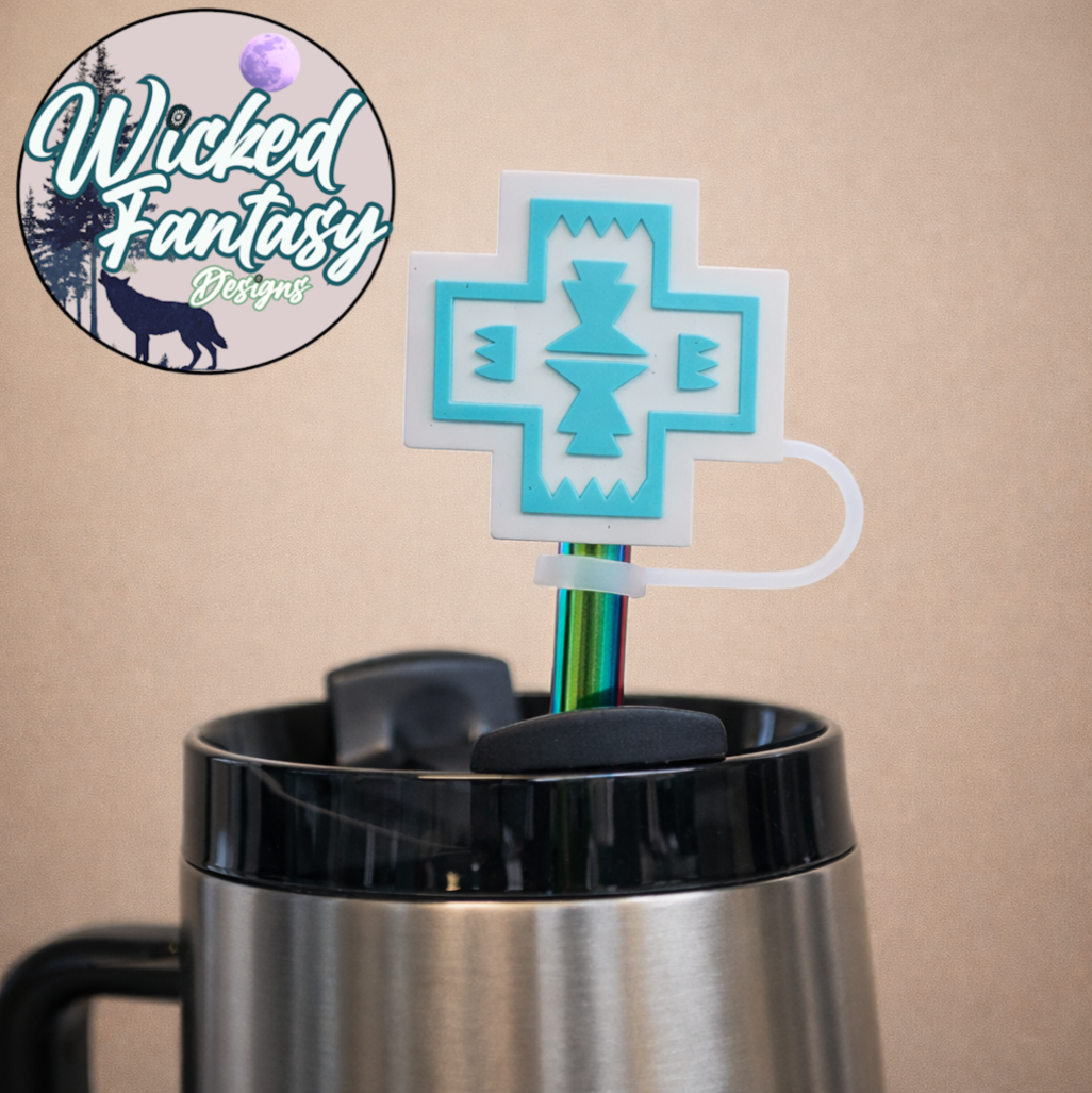 Turquoise Mesa Silicone Straw Topper