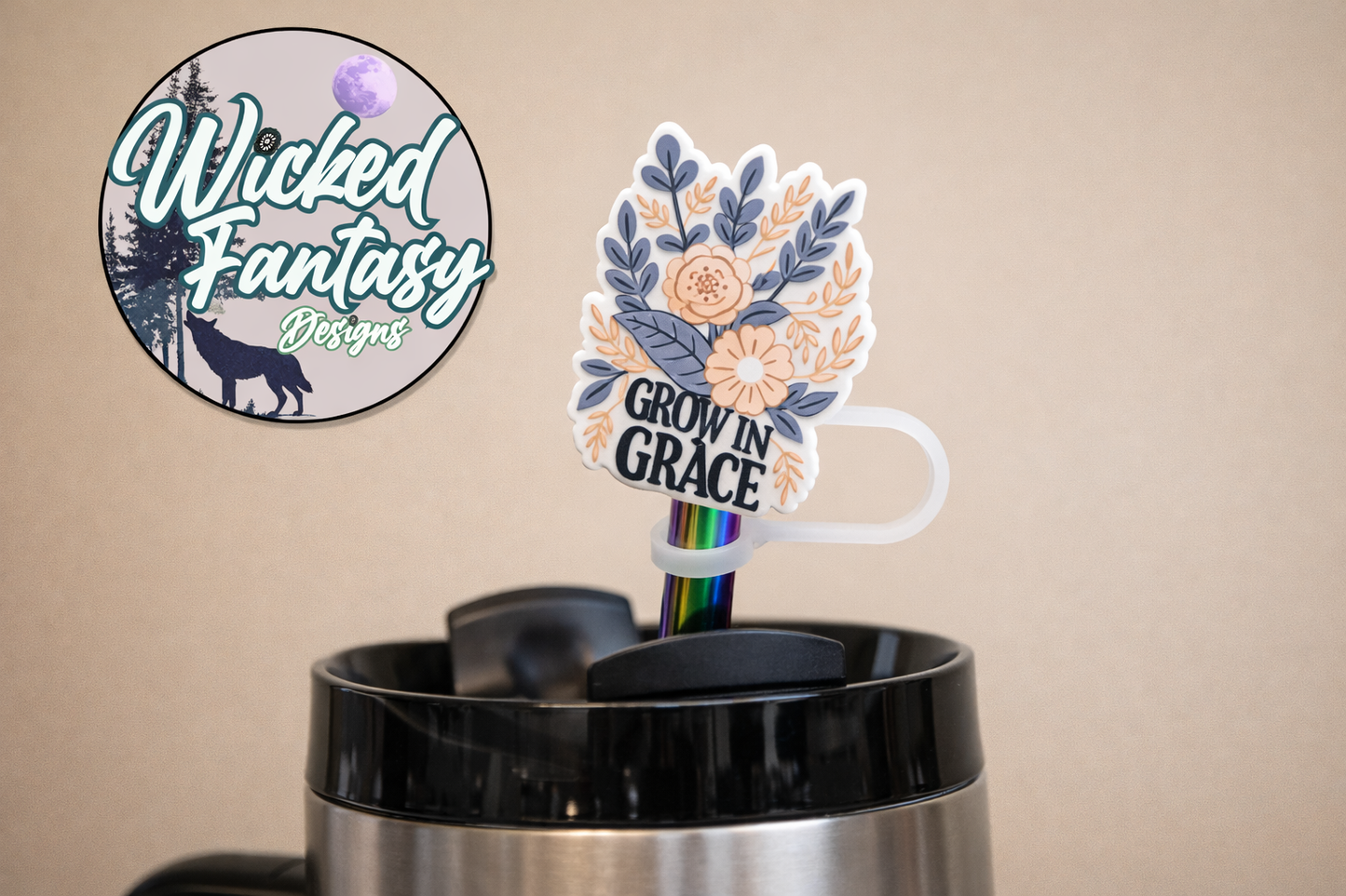 Grow in Grace Silicone Straw Topper