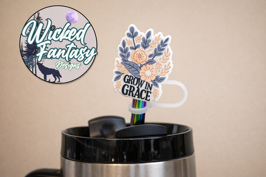 Grow in Grace Silicone Straw Topper