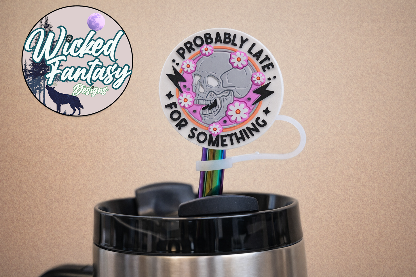 Probably Late for Something Silicone Straw Topper