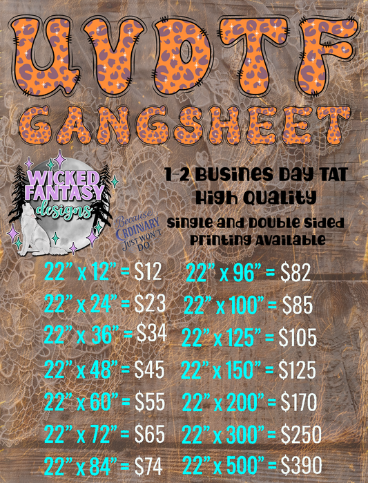 UV DTF Custom Gang Sheet – Cold Peel Transfer | Permanent Decal for Tumblers, Glass, and Hard Surfaces