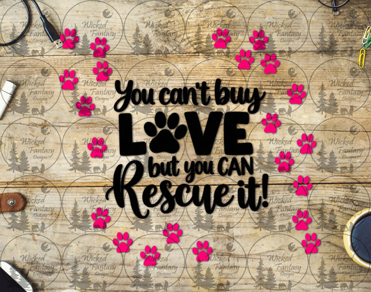 You Can Rescue Love Pink Paw Prints UV DTF tumbler wrap listing mockup