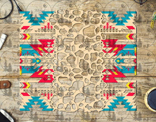 Southwestern Cow-Spot Geometry UV DTF tumbler wrap listing mockup