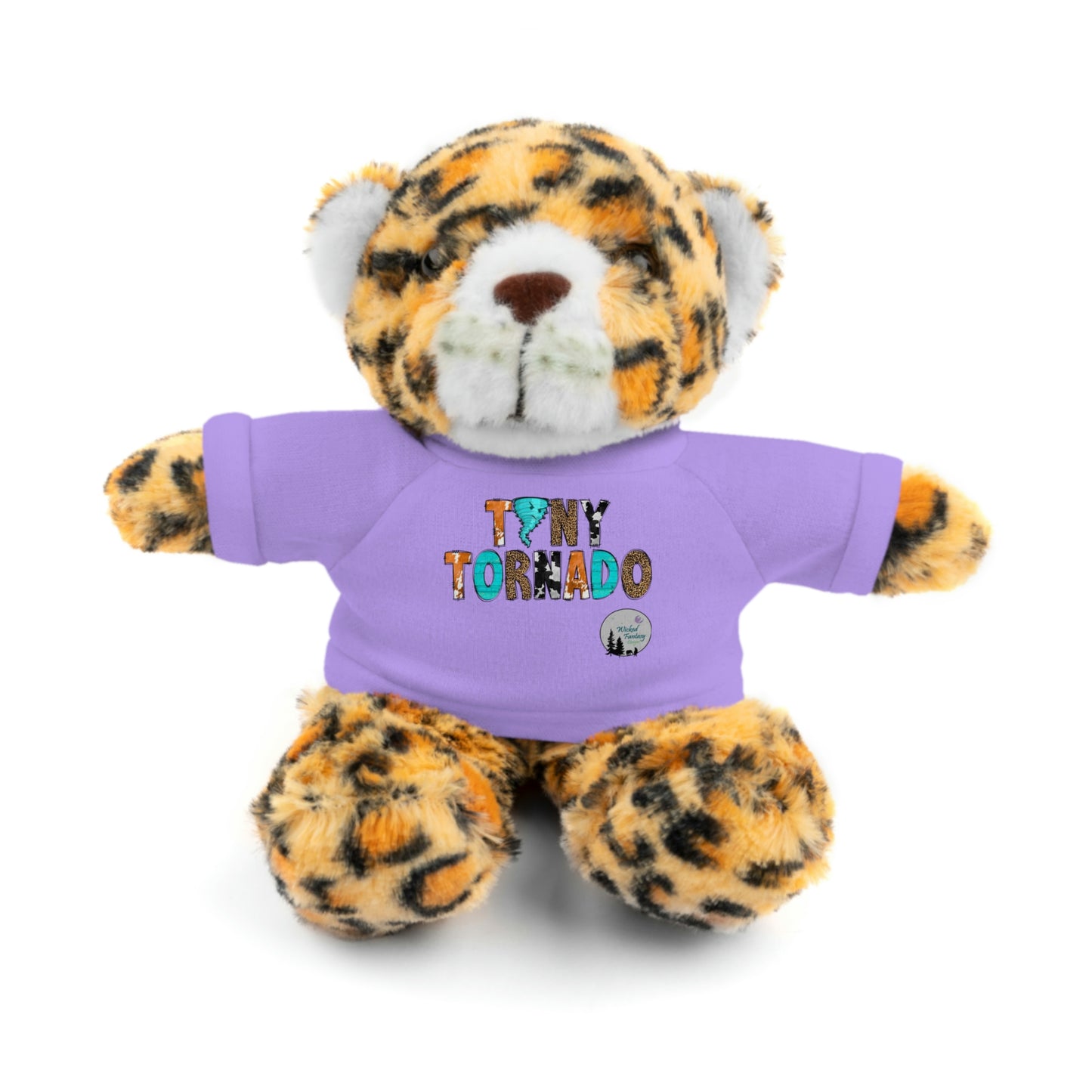 Mini Me Matching Hello Tiny Little Tornado Cow Print Leopard Print  Stuffed Animals with Tee