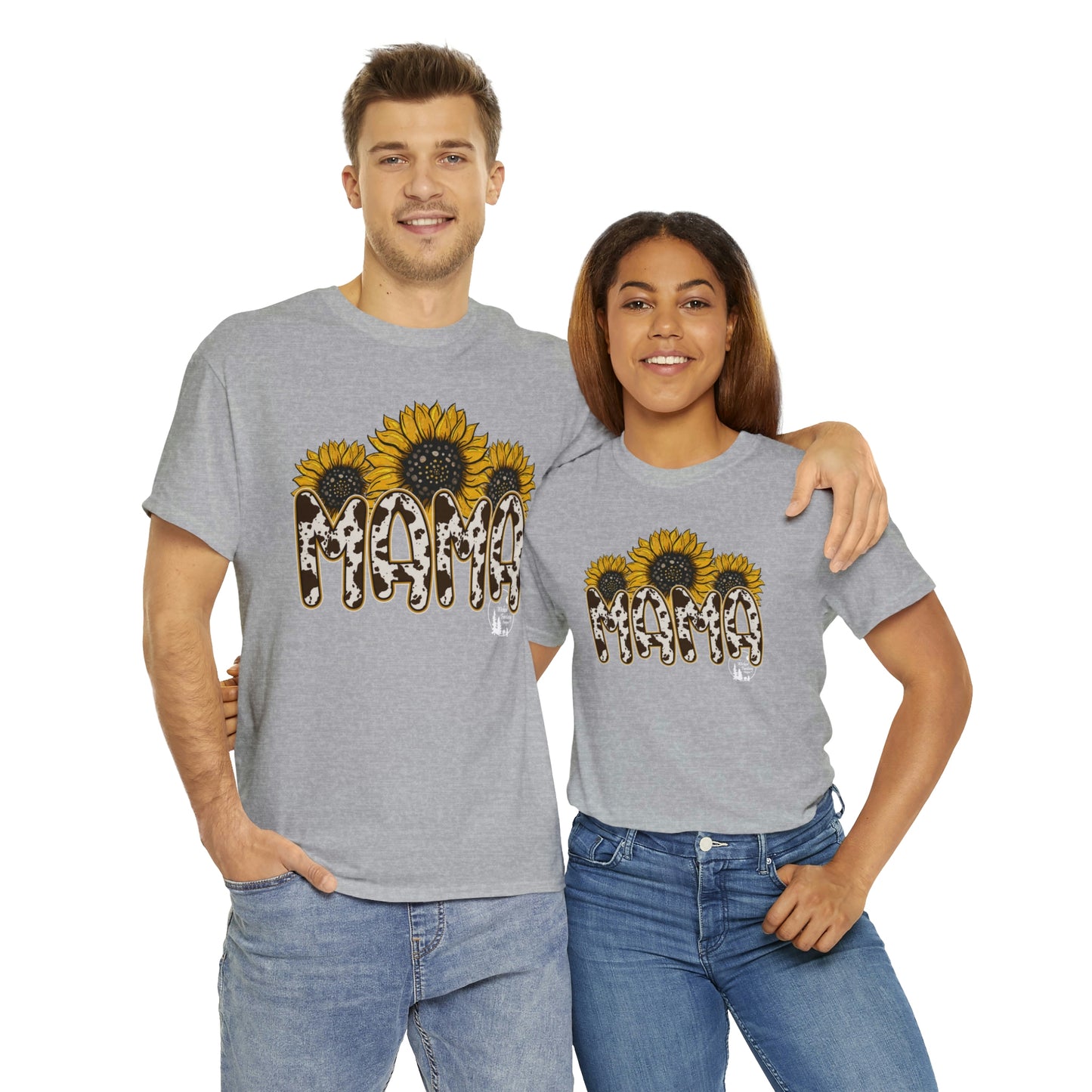 Mama Sunflower Cow Hide Match Mini Me Heavy Cotton Tee