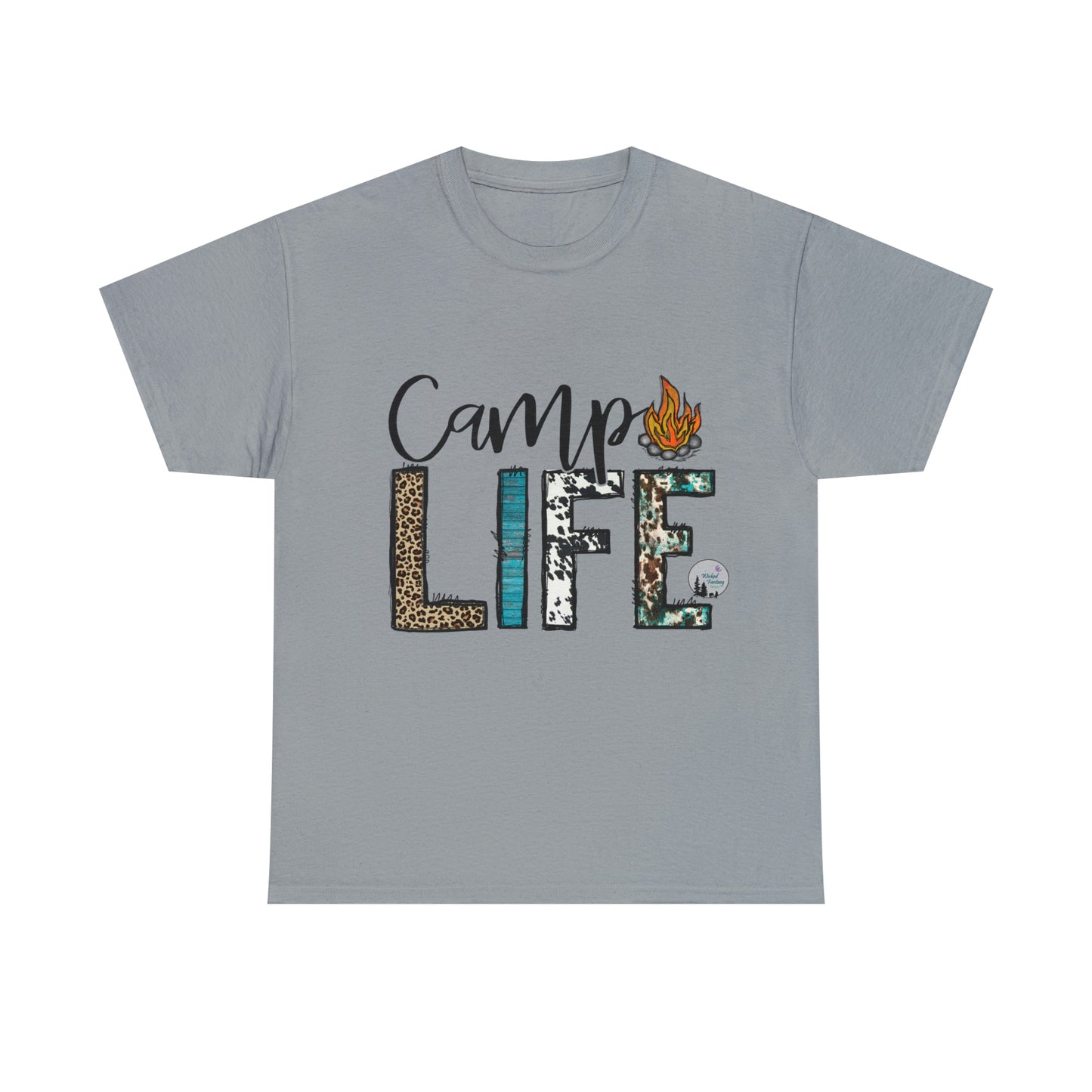 Camp Life Serape Cowhide Campfire Leopard Print Edgy Cute Heavy Cotton Tee