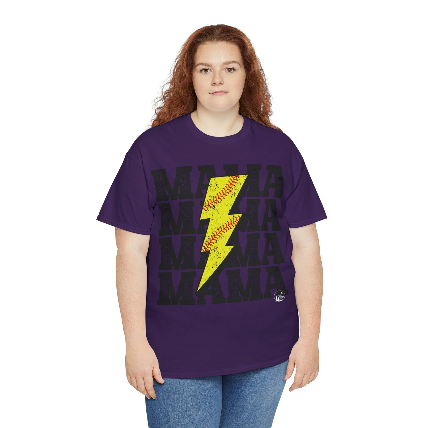 Softball Mama Lightning Bolt Unisex Heavy Cotton Tee