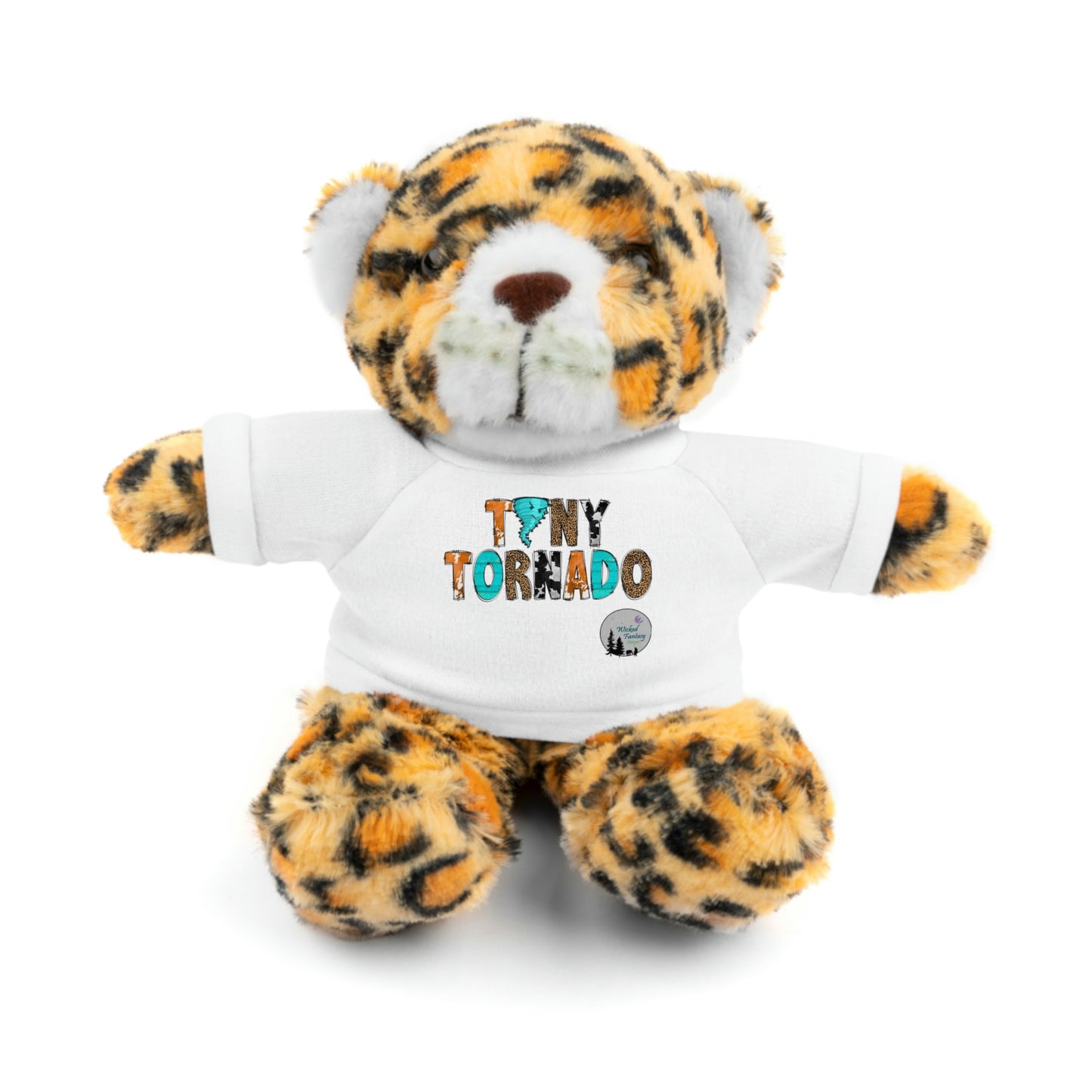 Mini Me Matching Hello Tiny Little Tornado Cow Print Leopard Print  Stuffed Animals with Tee