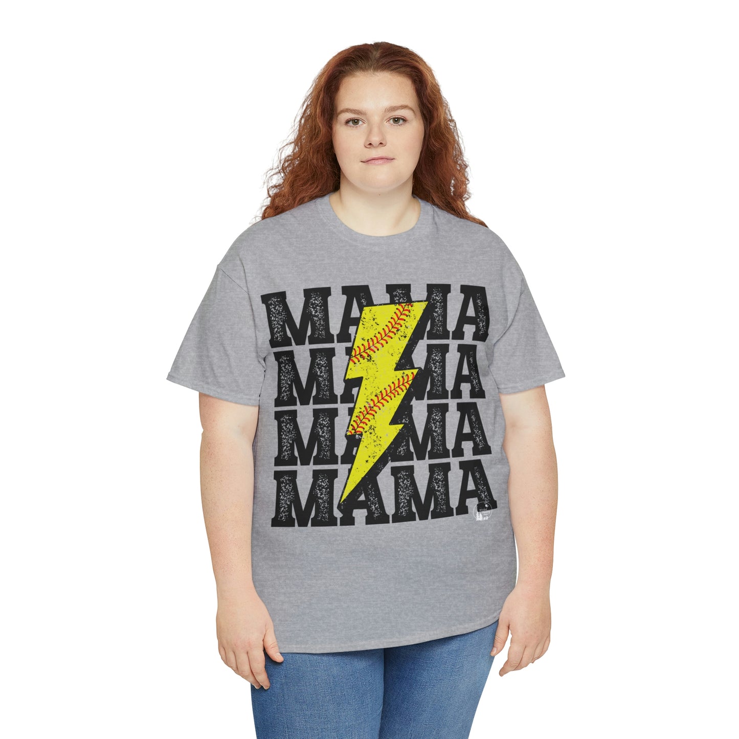 Softball Mama Lightning Bolt Unisex Heavy Cotton Tee