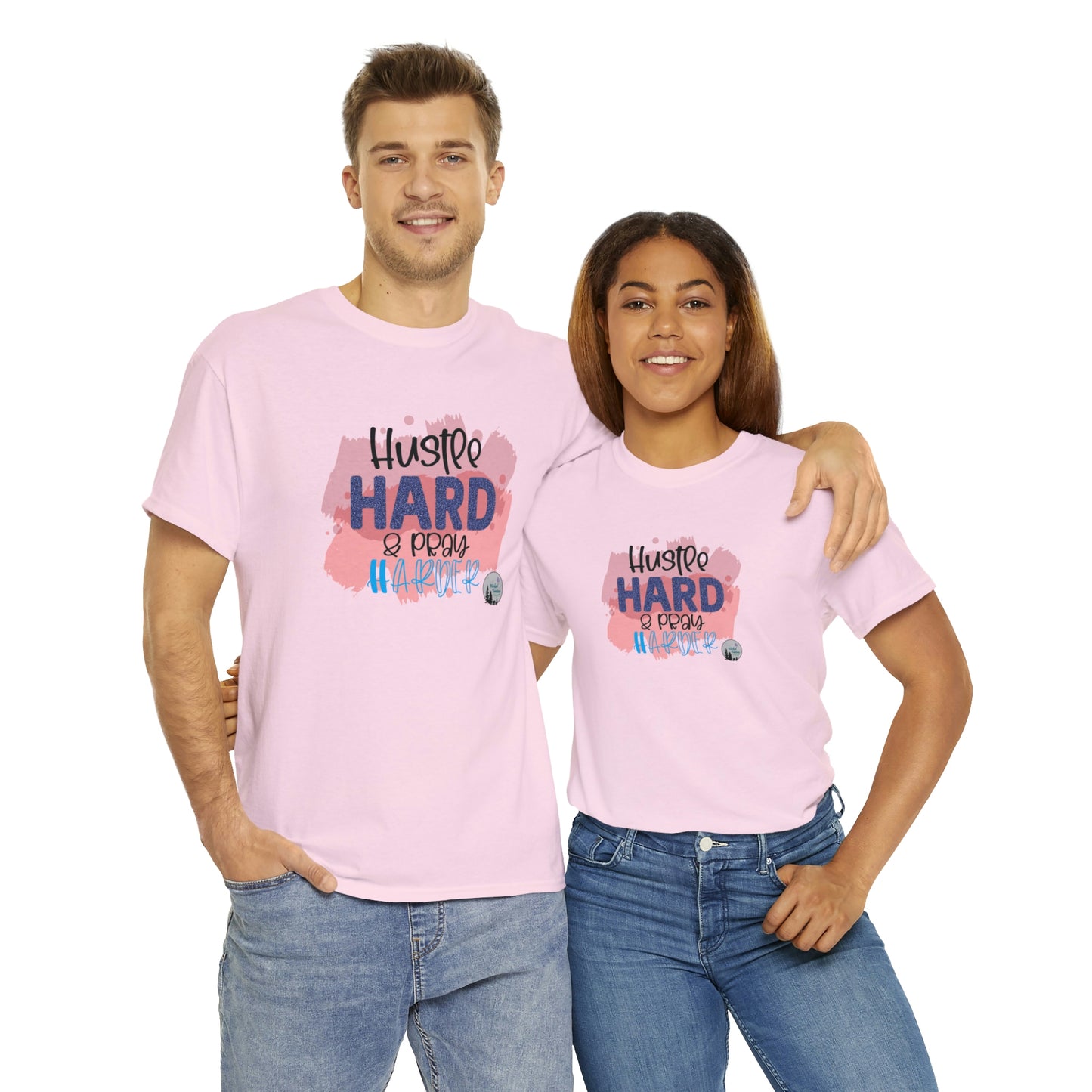 Hustle Hard Pray Harder Religious Inspirational Edgy Cute Heavy Cotton Tee