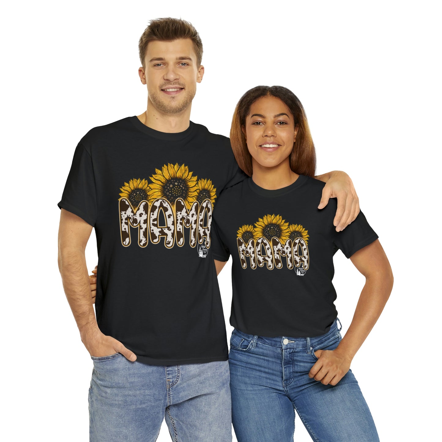 Mama Sunflower Cow Hide Match Mini Me Heavy Cotton Tee