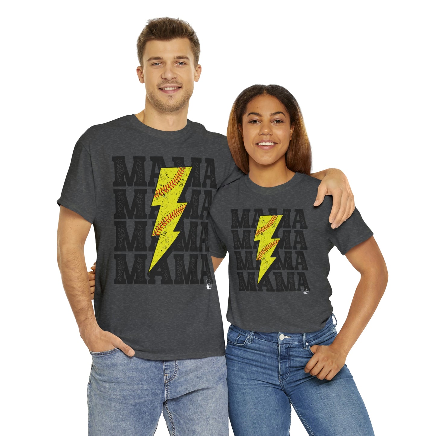 Softball Mama Lightning Bolt Unisex Heavy Cotton Tee