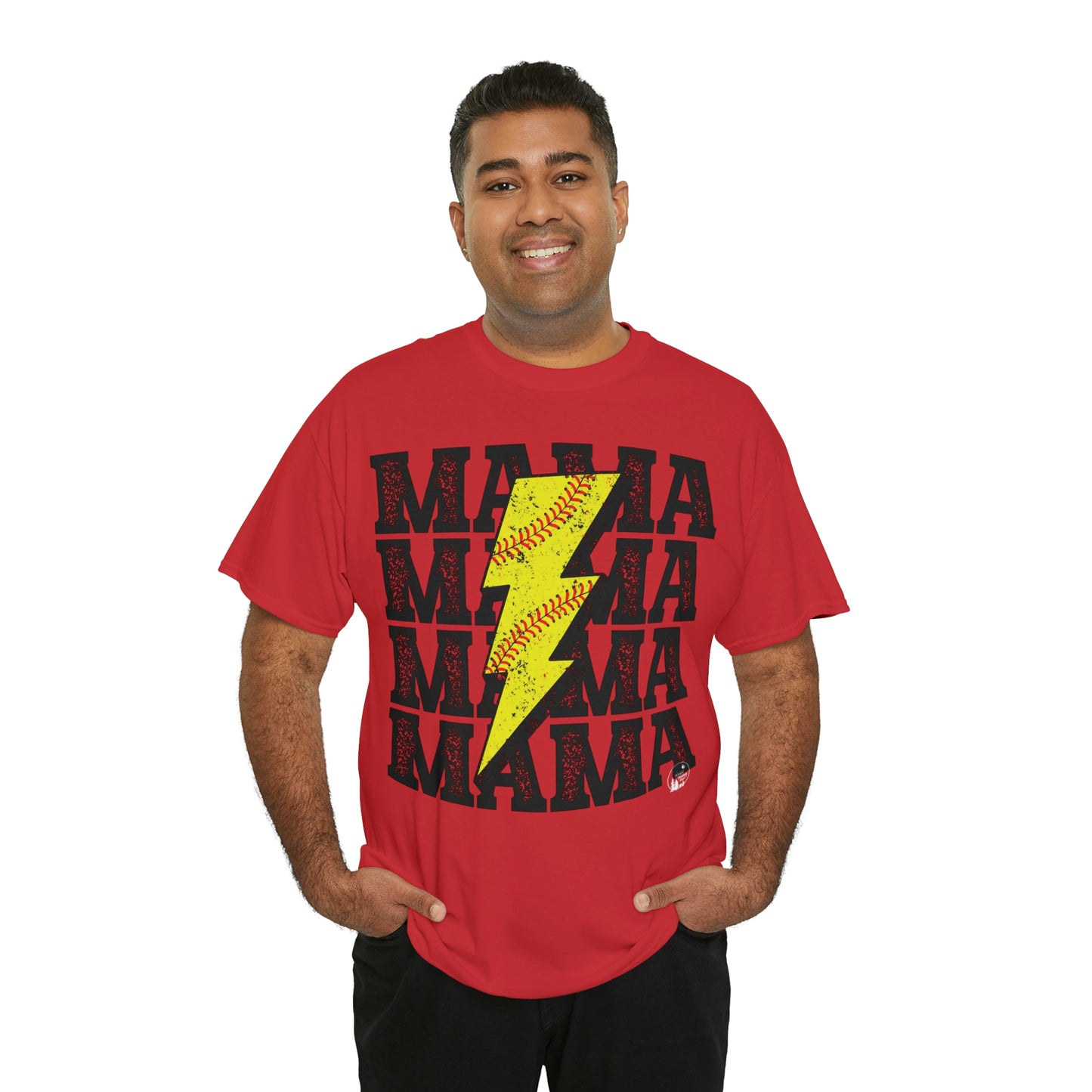 Softball Mama Lightning Bolt Unisex Heavy Cotton Tee