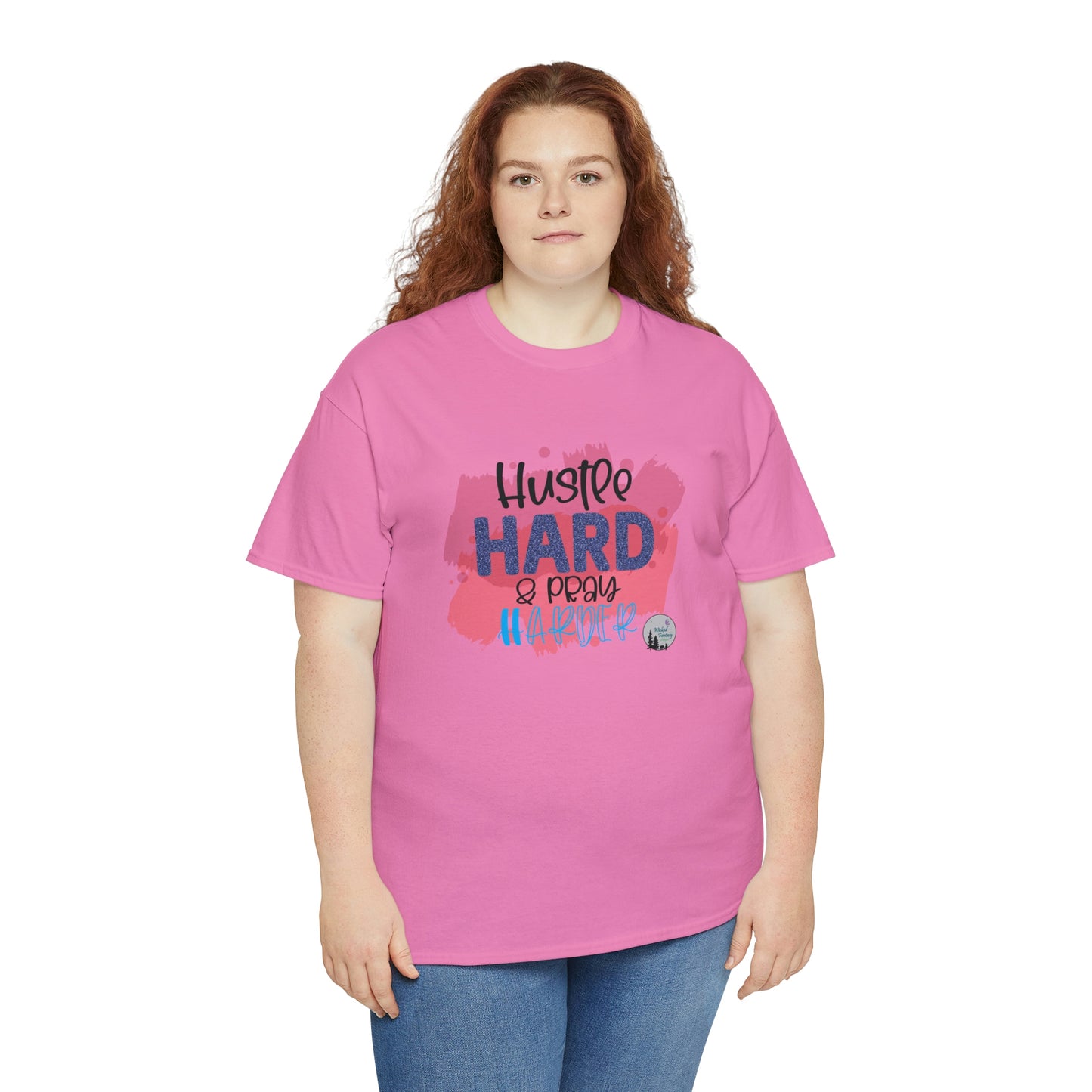 Hustle Hard Pray Harder Religious Inspirational Edgy Cute Heavy Cotton Tee