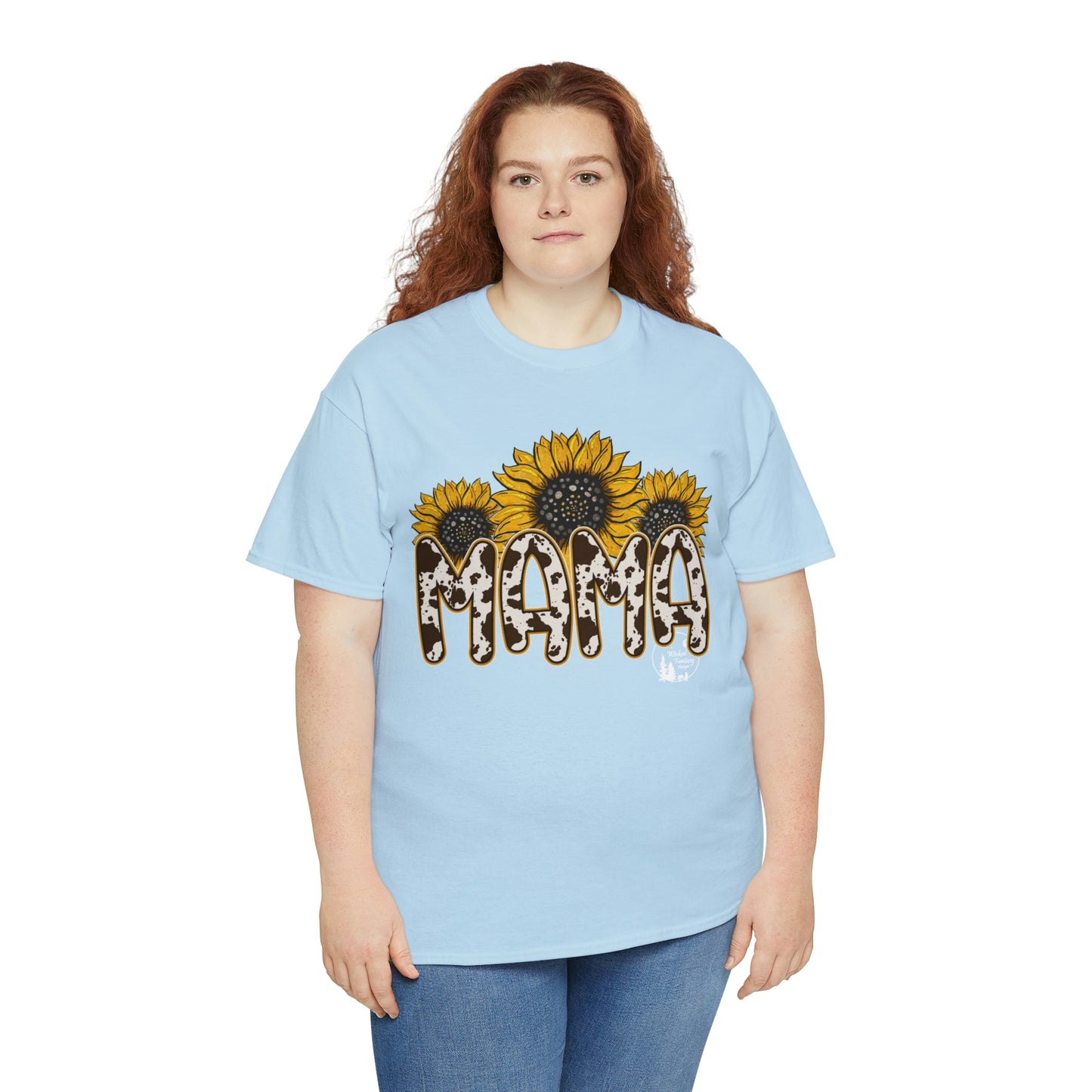 Mama Sunflower Cow Hide Match Mini Me Heavy Cotton Tee