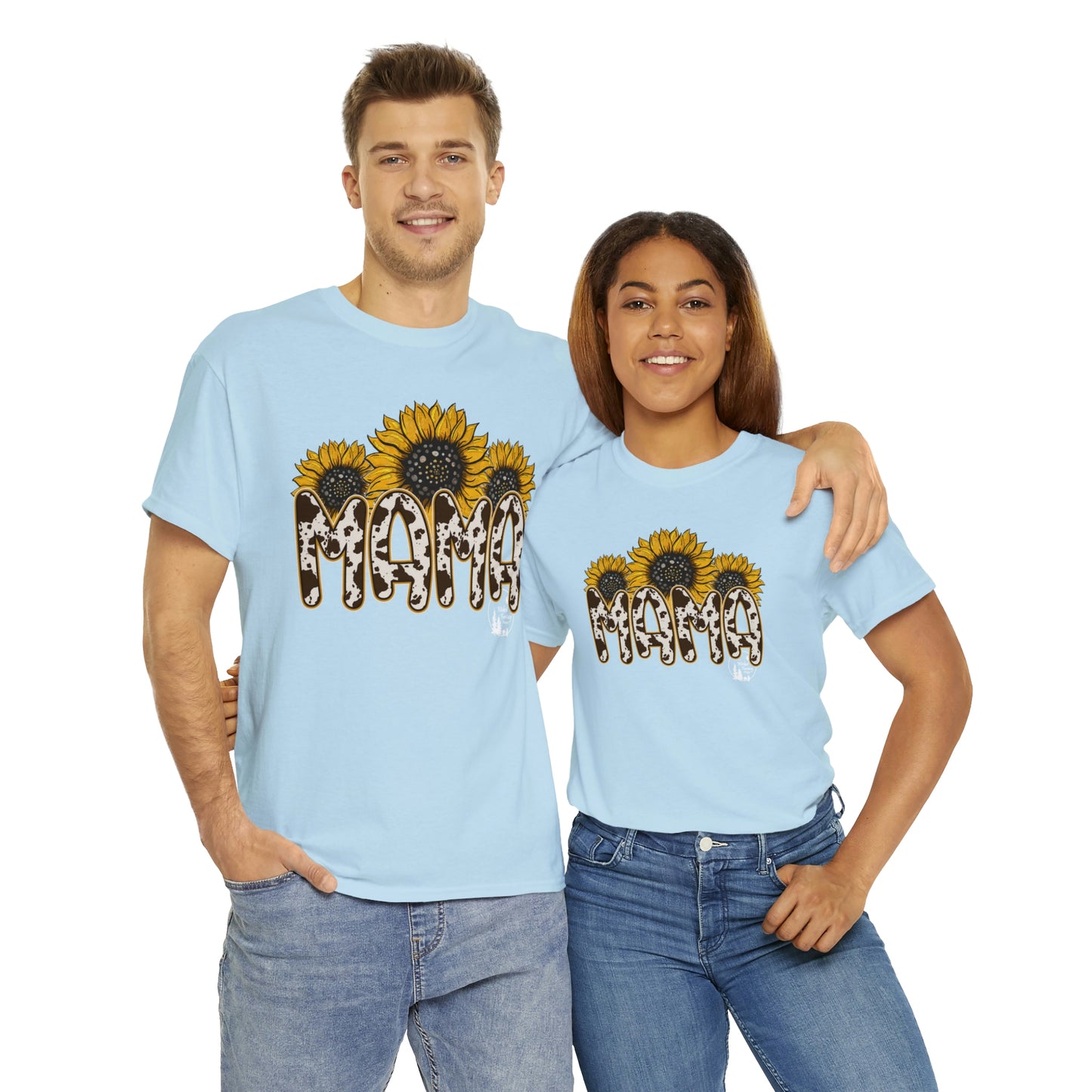 Mama Sunflower Cow Hide Match Mini Me Heavy Cotton Tee