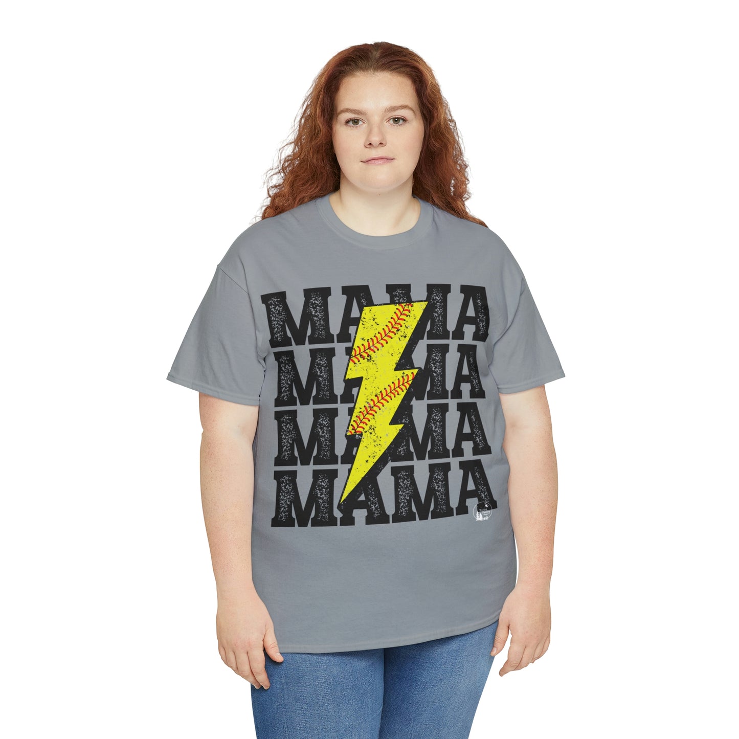 Softball Mama Lightning Bolt Unisex Heavy Cotton Tee