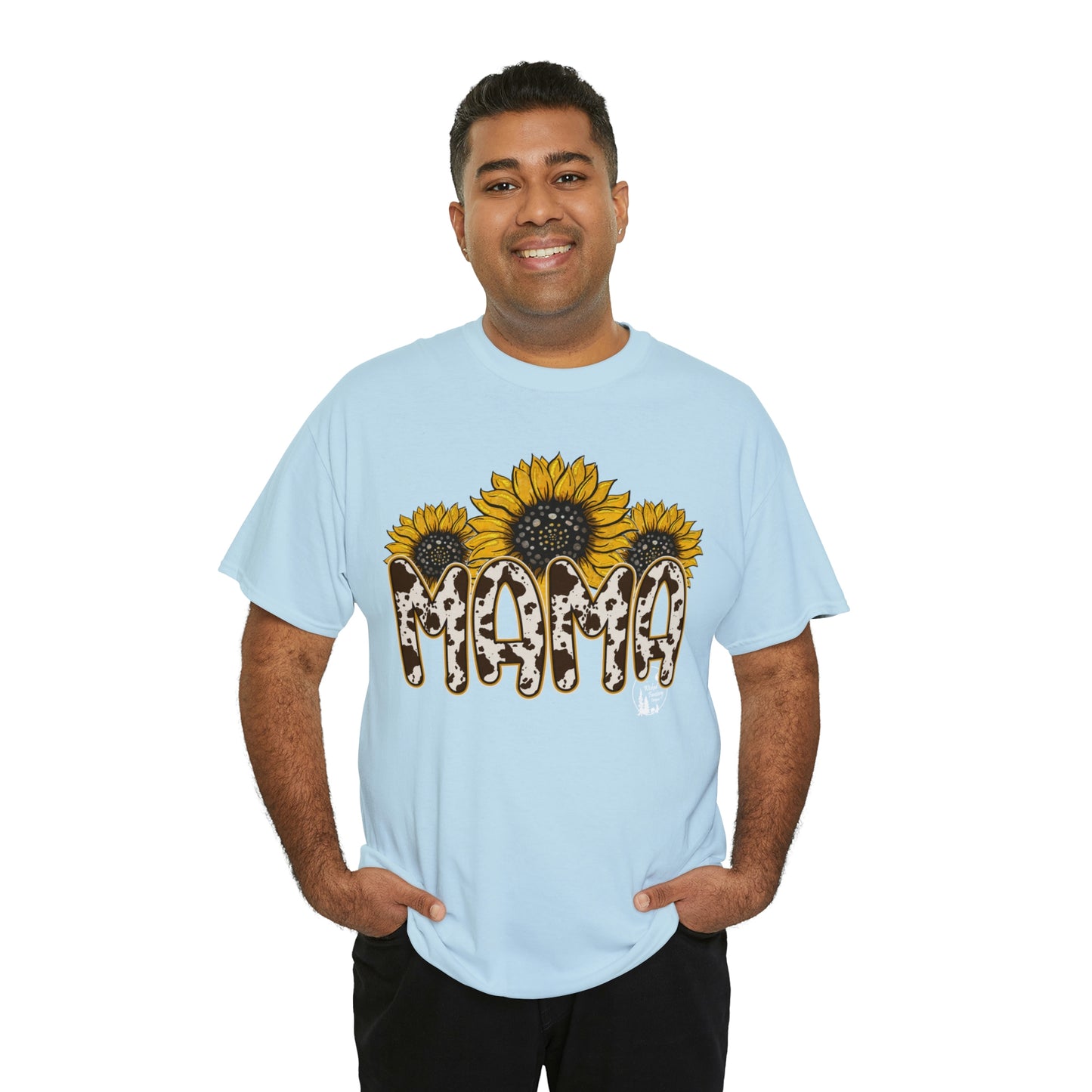 Mama Sunflower Cow Hide Match Mini Me Heavy Cotton Tee