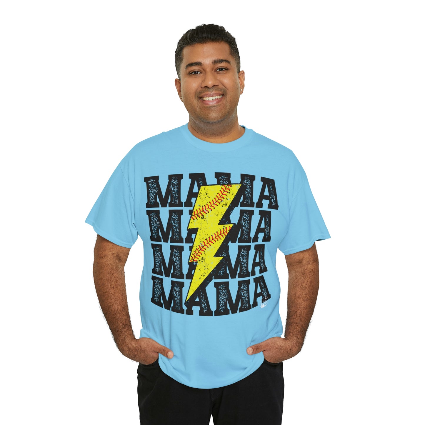 Softball Mama Lightning Bolt Unisex Heavy Cotton Tee