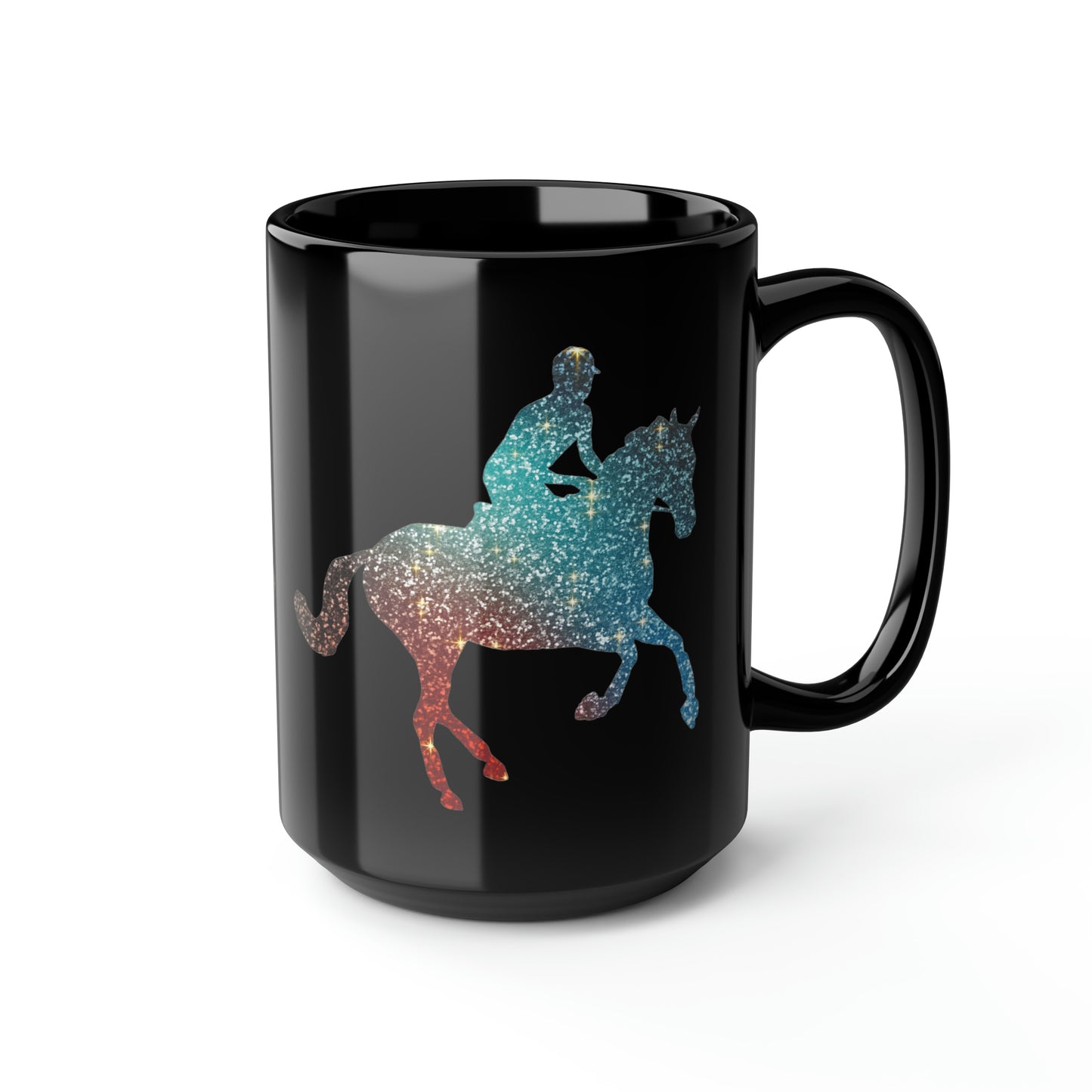 Eventing Horse Canter Sparkle Horse Mug, coffee tea black mug 15oz