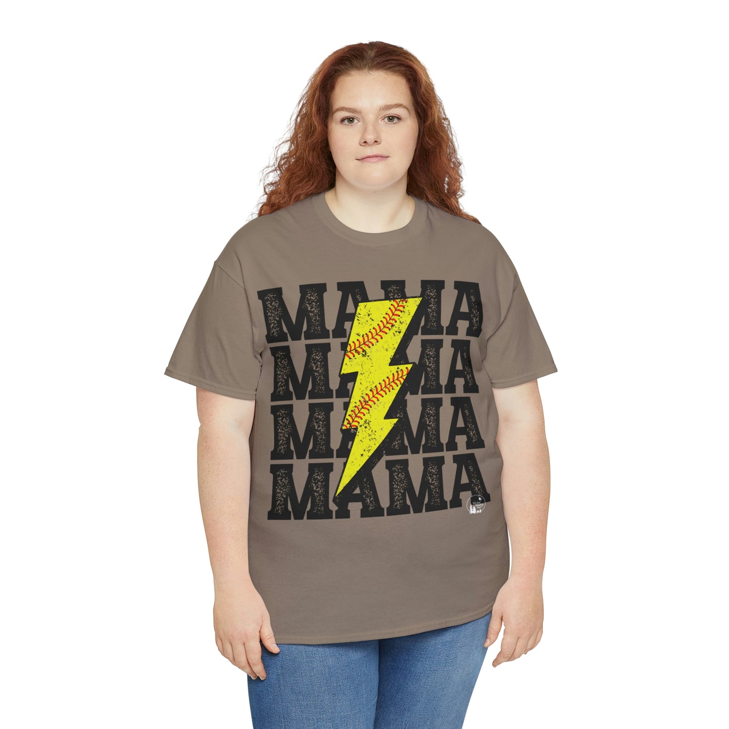 Softball Mama Lightning Bolt Unisex Heavy Cotton Tee