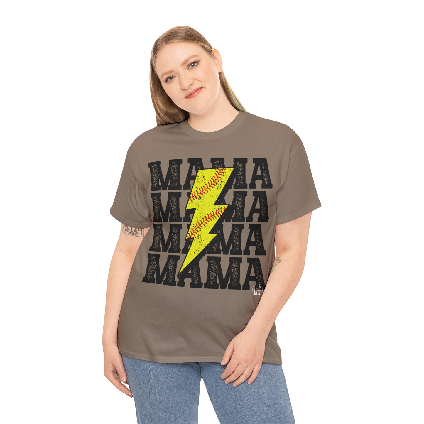 Softball Mama Lightning Bolt Unisex Heavy Cotton Tee
