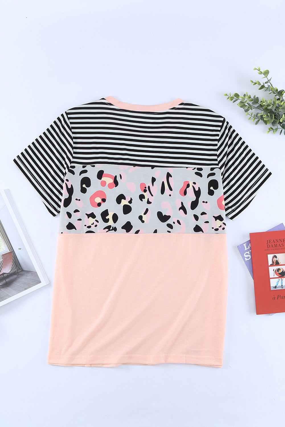 Plus Size Mixed Print Color Block T-Shirt