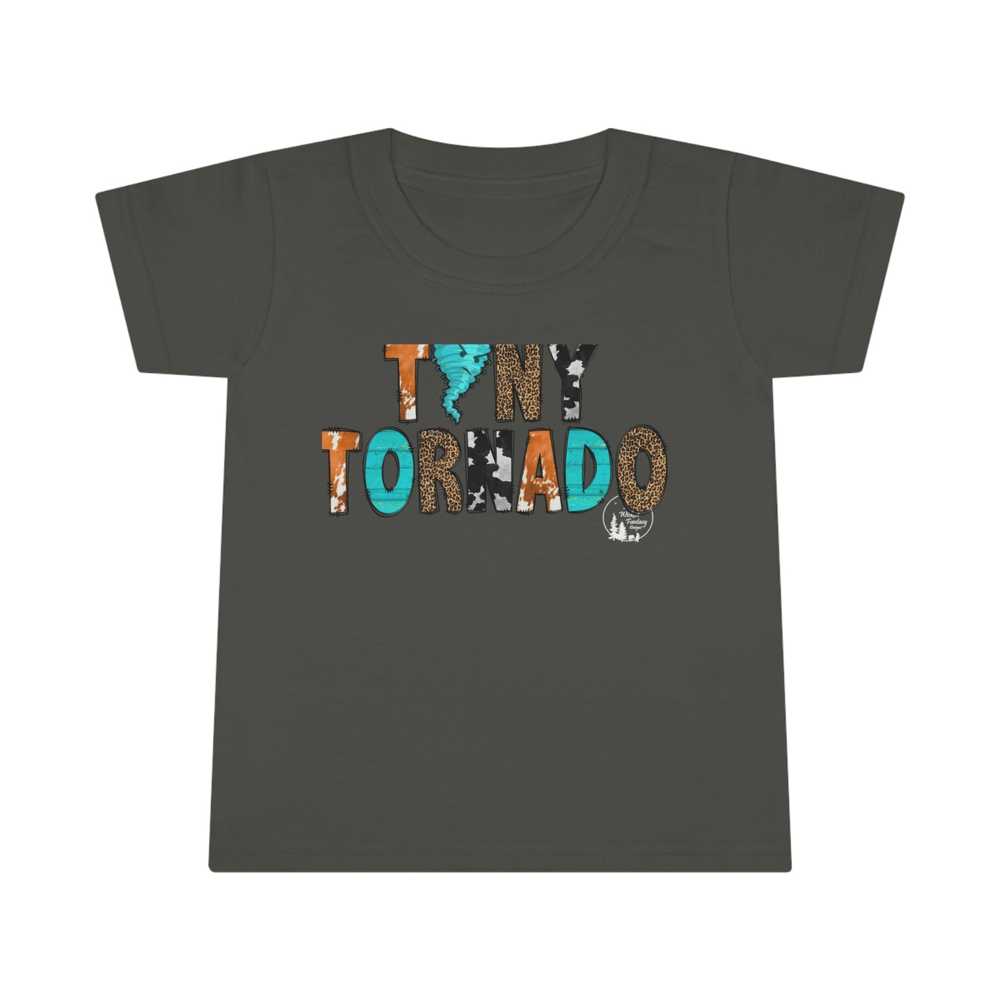 Tiny Little Tornado Serape Teal Leopard Print Cow Hide Toddler T-shirt
