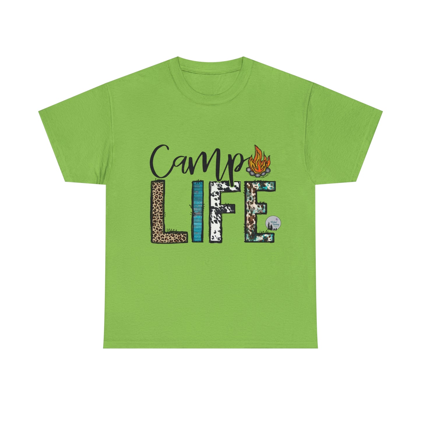 Camp Life Serape Cowhide Campfire Leopard Print Edgy Cute Heavy Cotton Tee