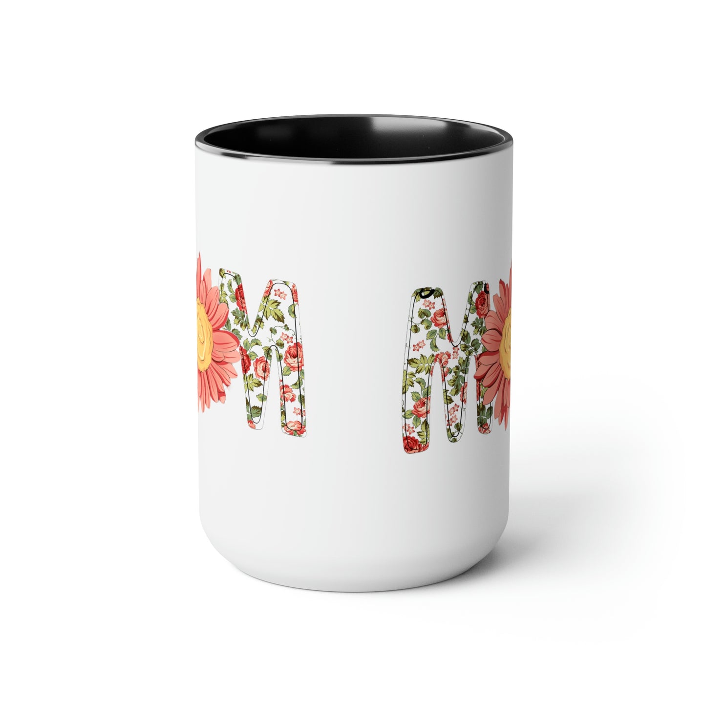 Mom Coral Sunflower Two-Tone Coffee Mug 15oz