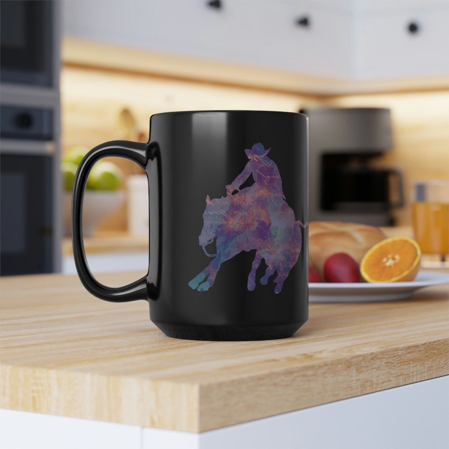 Reined Cow Horse Rustic Teal Horse Mug, coffee tea black mug 15oz