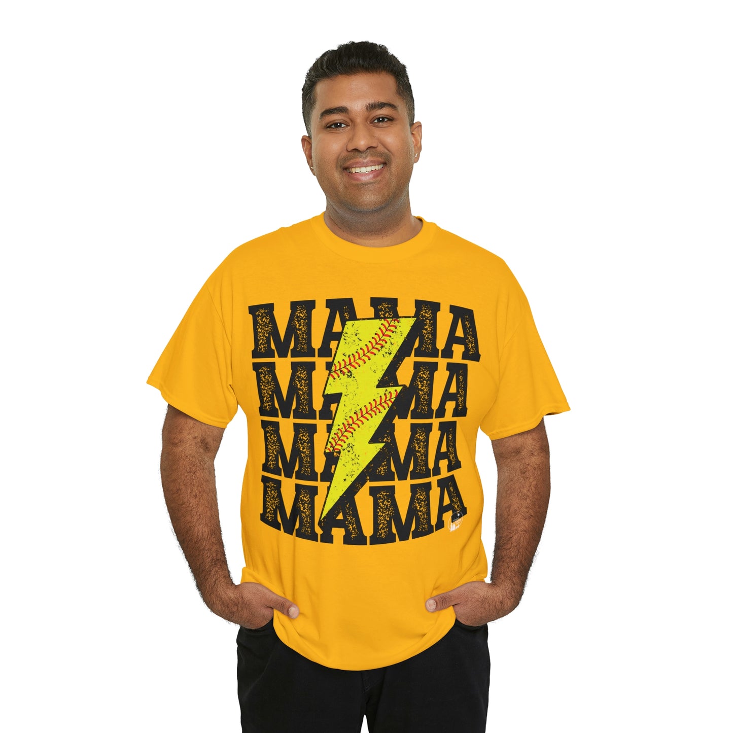 Softball Mama Lightning Bolt Unisex Heavy Cotton Tee