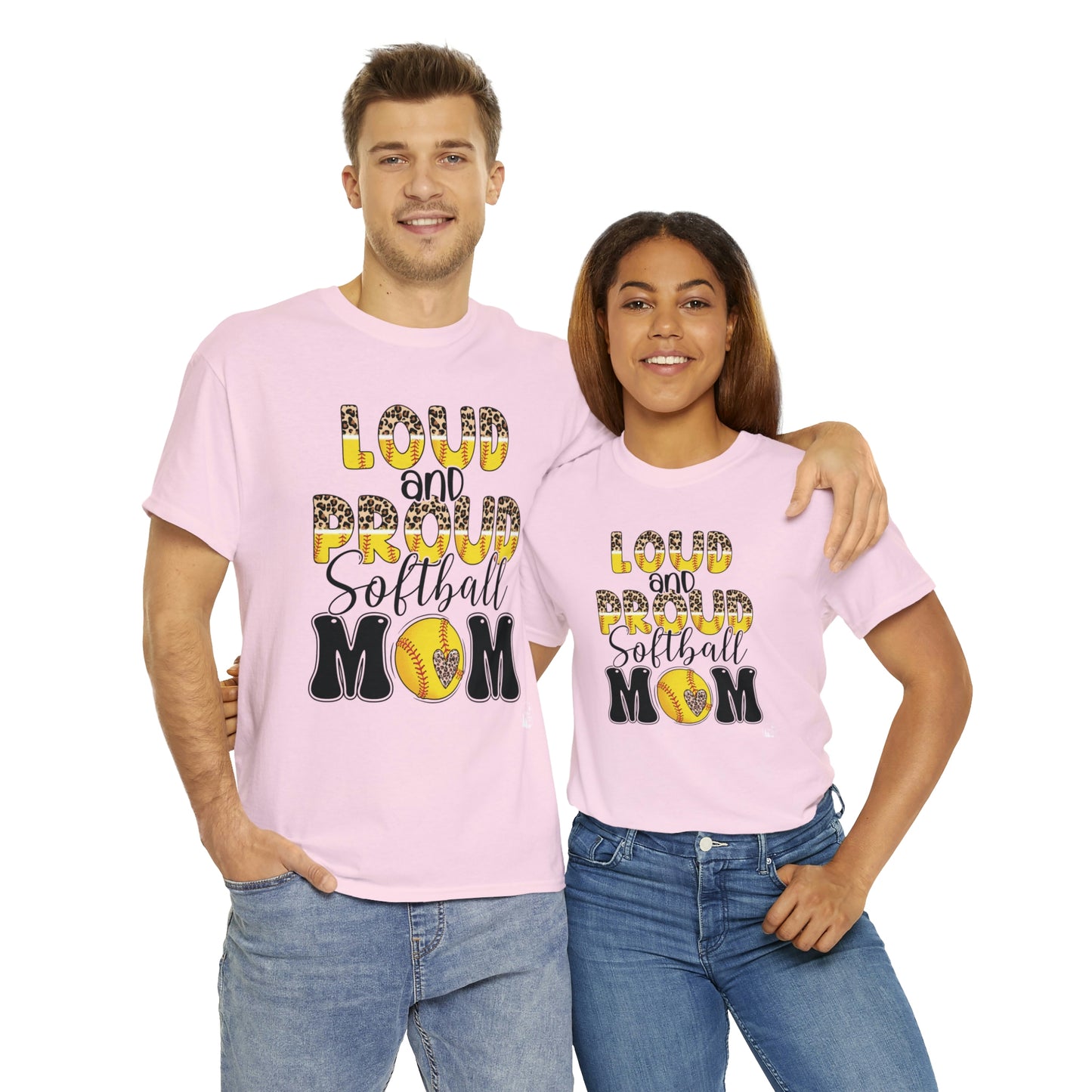 Loud and Proud Softball Mom Unisex Heavy Cotton Tee