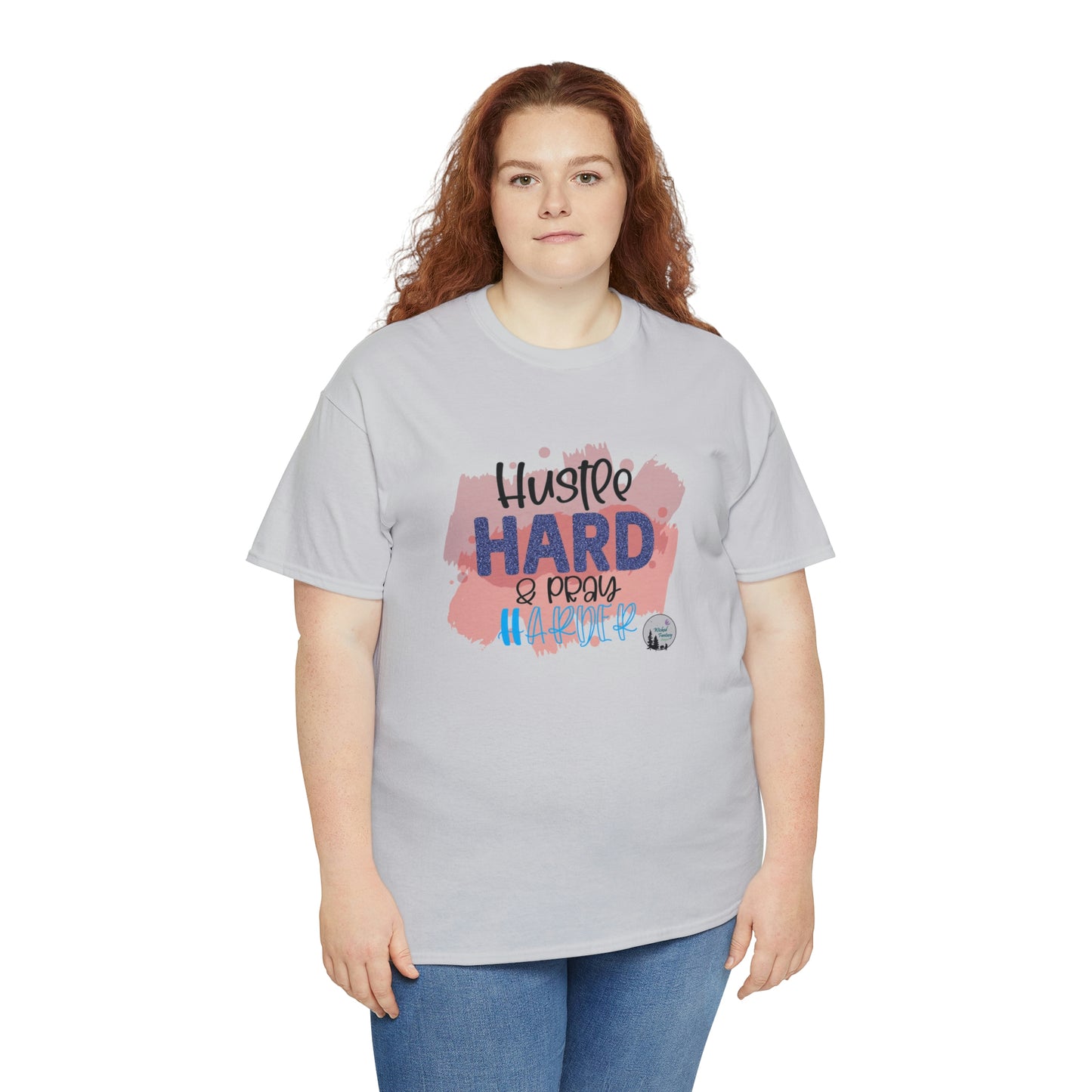 Hustle Hard Pray Harder Religious Inspirational Edgy Cute Heavy Cotton Tee