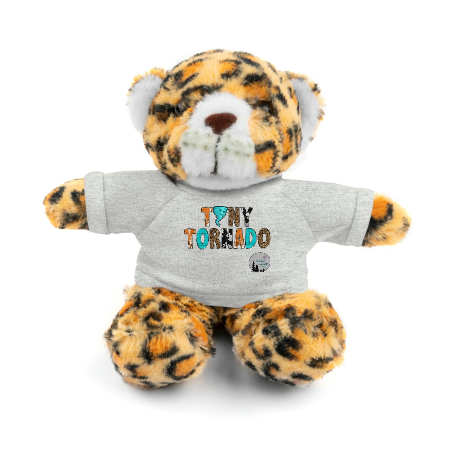 Mini Me Matching Hello Tiny Little Tornado Cow Print Leopard Print  Stuffed Animals with Tee