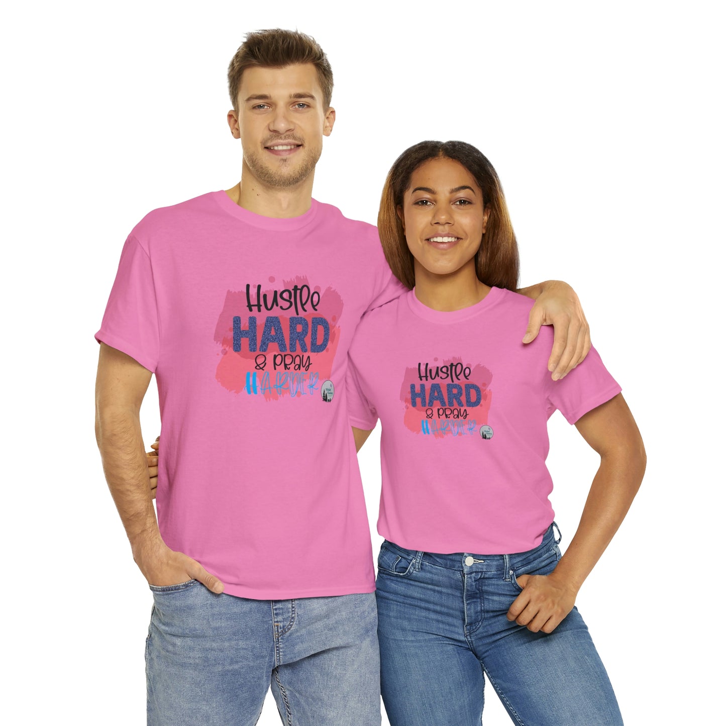 Hustle Hard Pray Harder Religious Inspirational Edgy Cute Heavy Cotton Tee