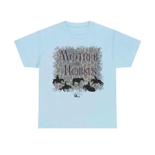 Mother Of Horses Western Performance Reining Cutting Cow Horse Leopard Heavy Cotton Tee