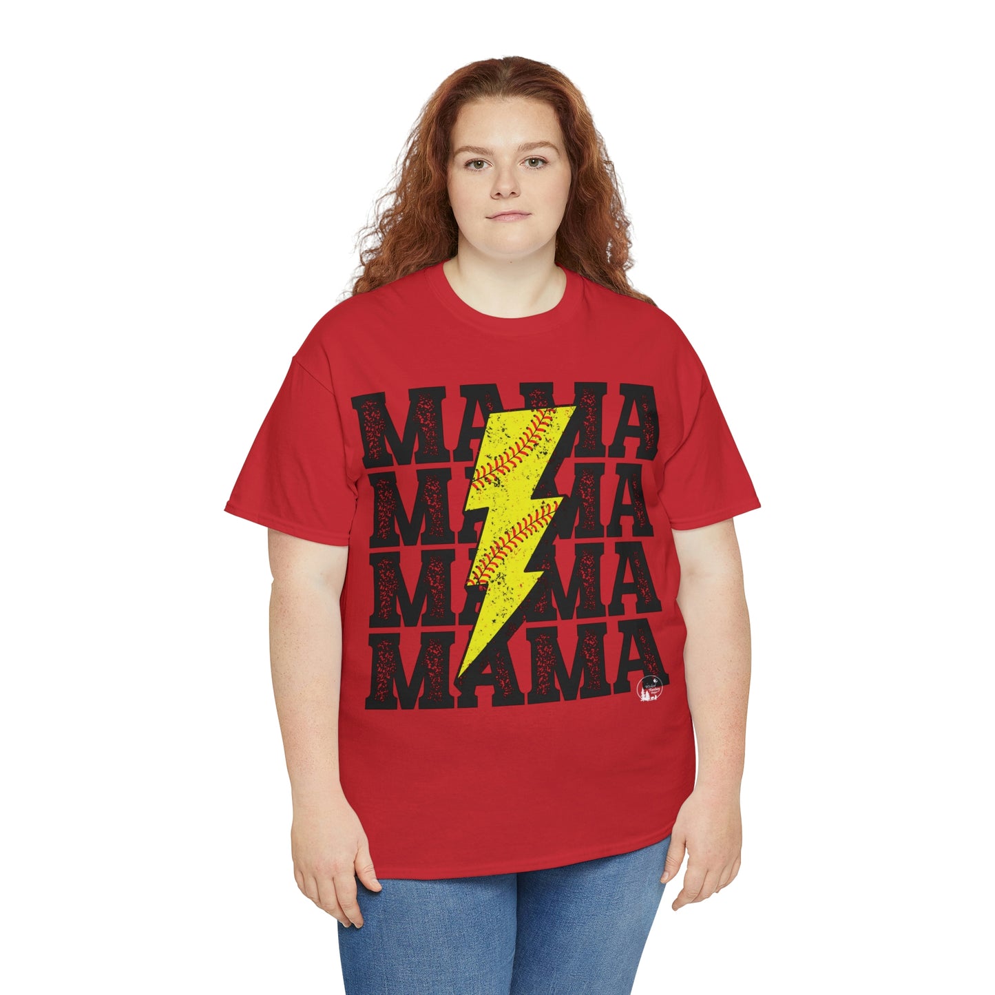 Softball Mama Lightning Bolt Unisex Heavy Cotton Tee