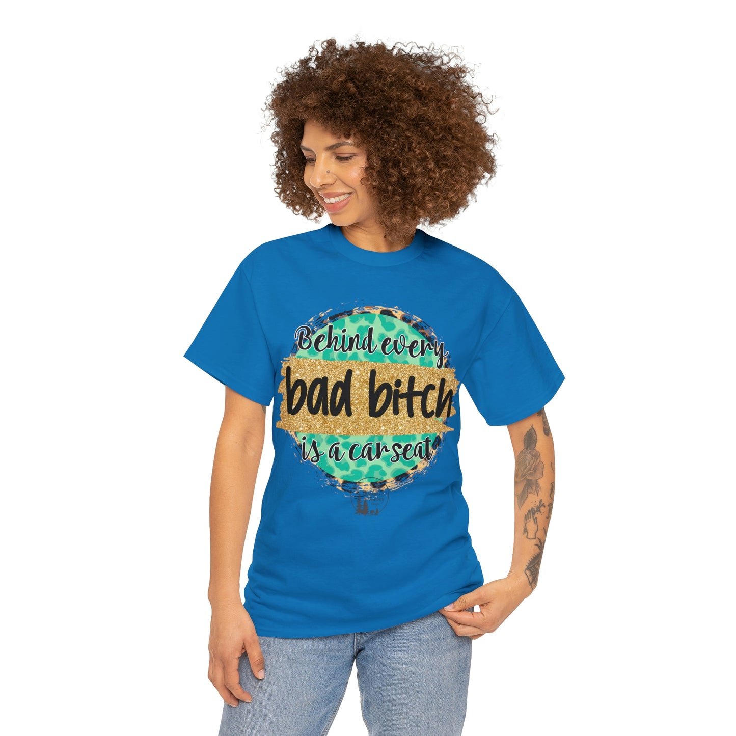 Behind Every Mom is a Carseat Leopard Unisex Heavy Cotton Tee
