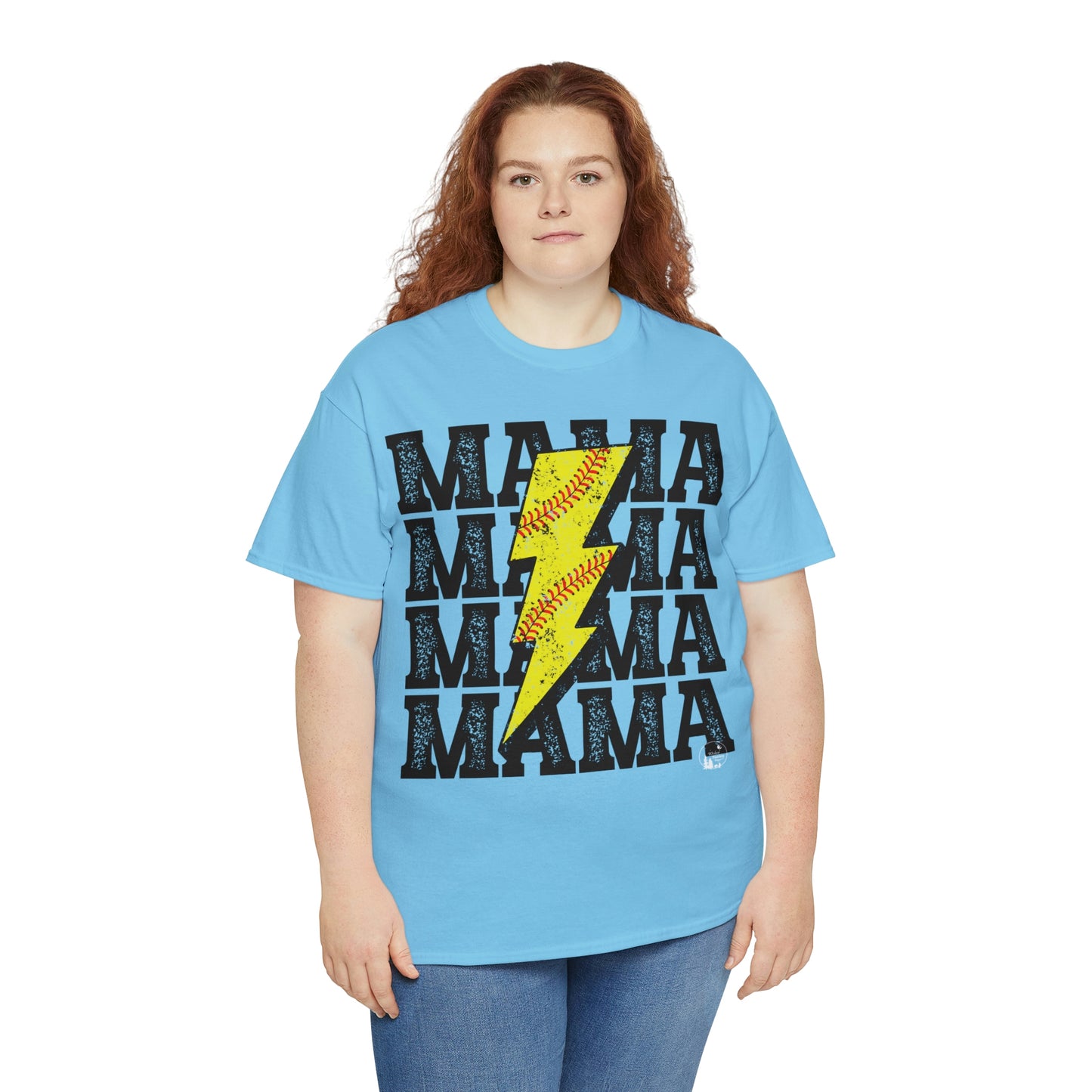 Softball Mama Lightning Bolt Unisex Heavy Cotton Tee