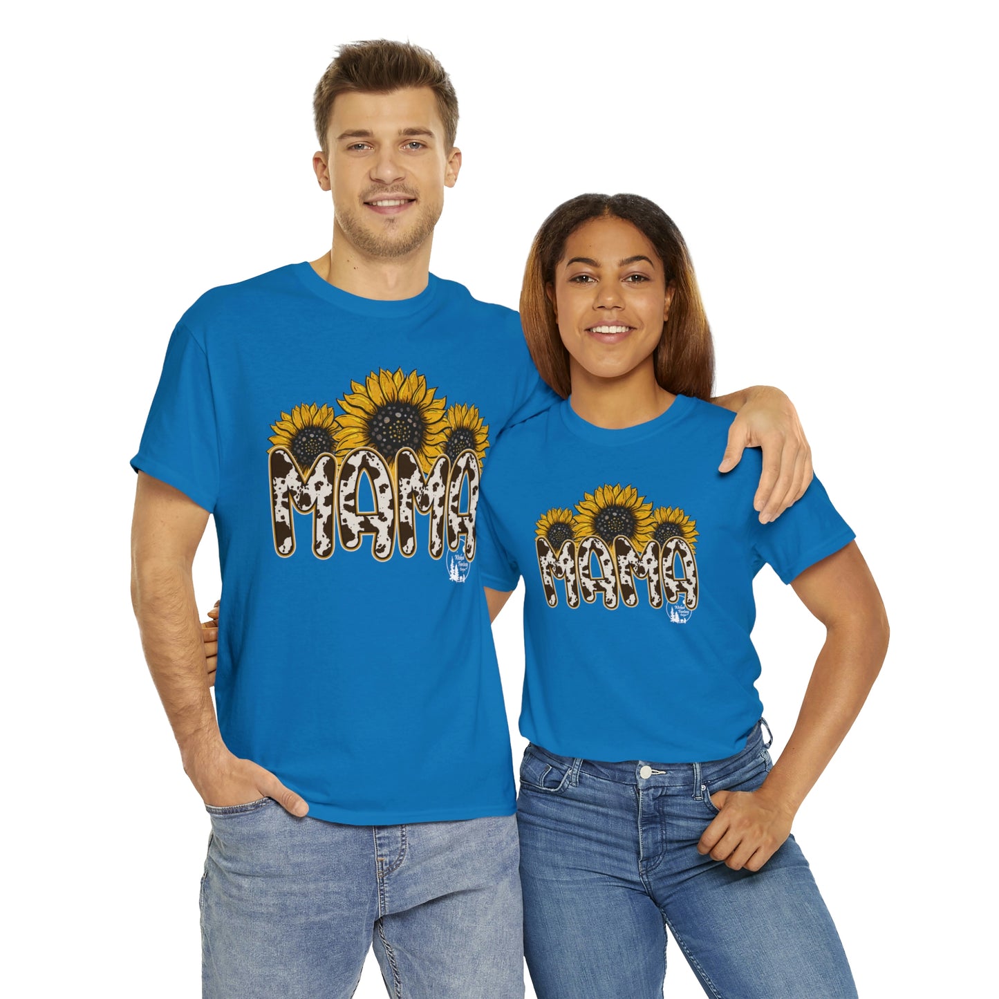 Mama Sunflower Cow Hide Match Mini Me Heavy Cotton Tee