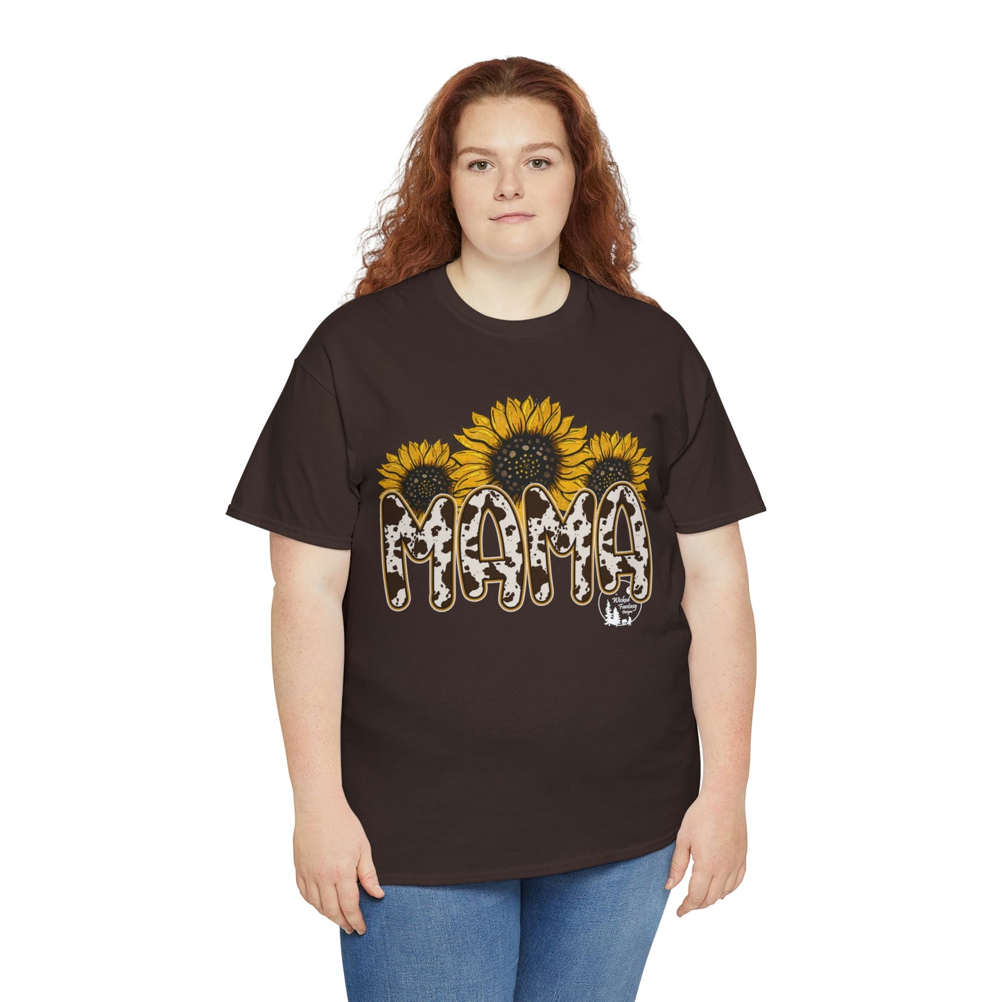 Mama Sunflower Cow Hide Match Mini Me Heavy Cotton Tee