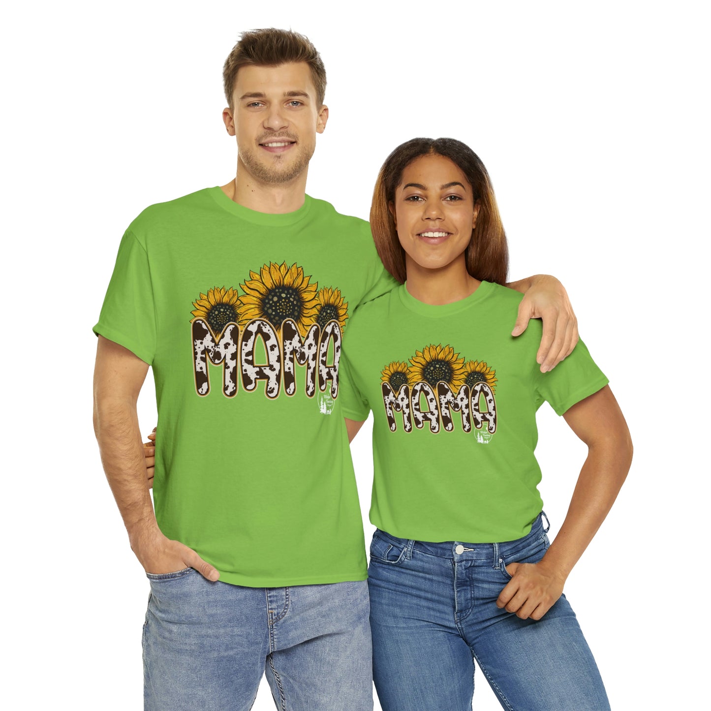 Mama Sunflower Cow Hide Match Mini Me Heavy Cotton Tee