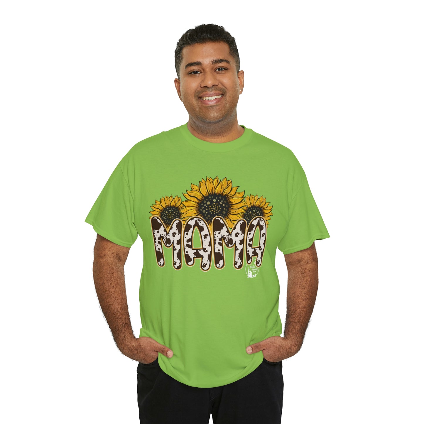 Mama Sunflower Cow Hide Match Mini Me Heavy Cotton Tee